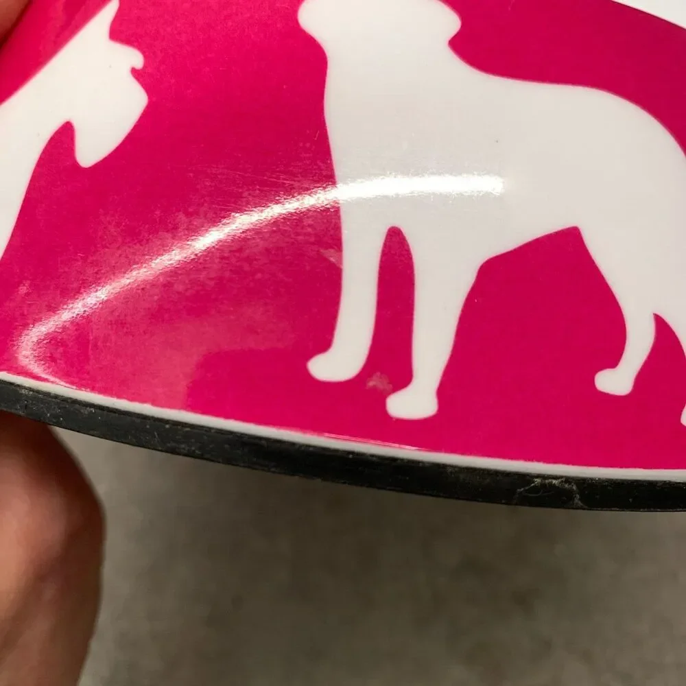 SET C. Wonder Hot Pink Dog Print Food Bowl Decorative Pet Bowls Anthropologie